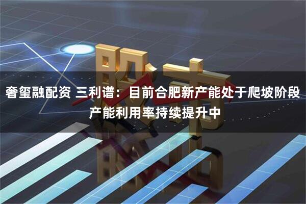 奢玺融配资 三利谱：目前合肥新产能处于爬坡阶段 产能利用率持续提升中