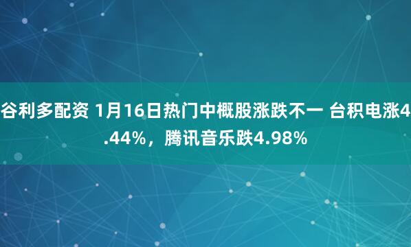 谷利多配资 1月16日热门中概股涨跌不一 台积电涨4.44%，腾讯音乐跌4.98%